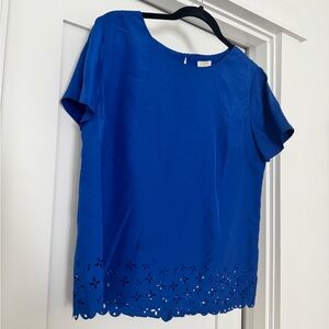 J. Crew Cobalt Blue Blouse with Eyelet Detail